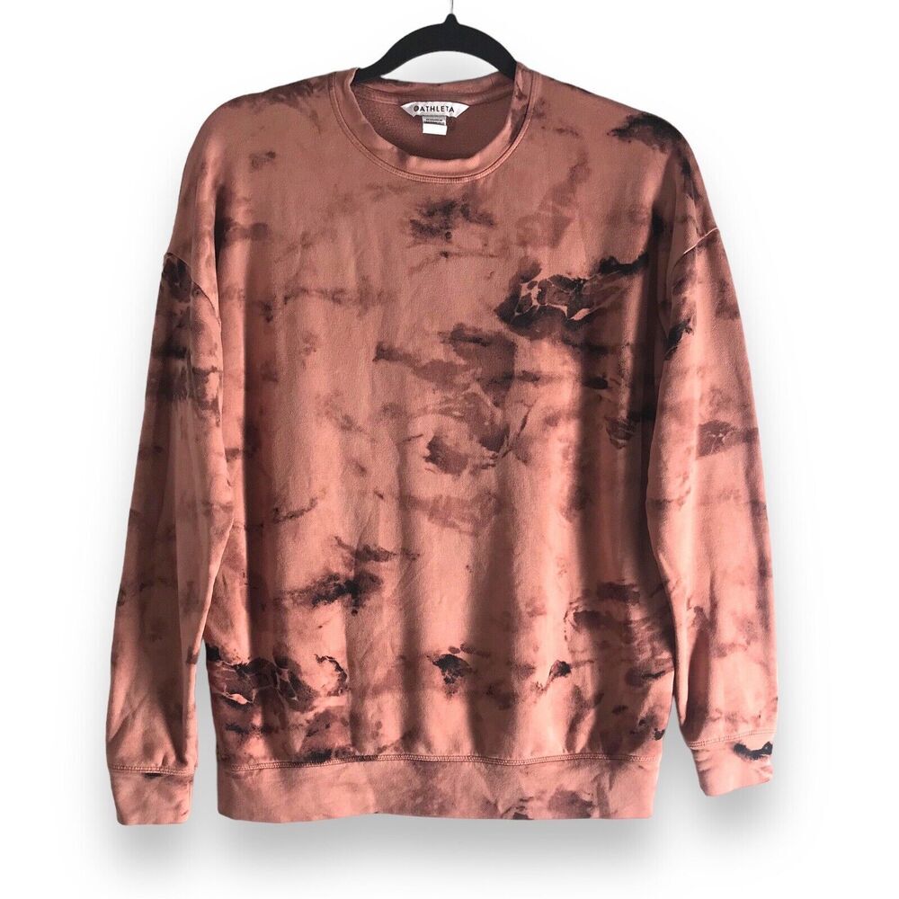 Athleta Size XXS Balance Pullover Palermo Pink Rust Tie Dye Soft‎ Sweater Cozy
